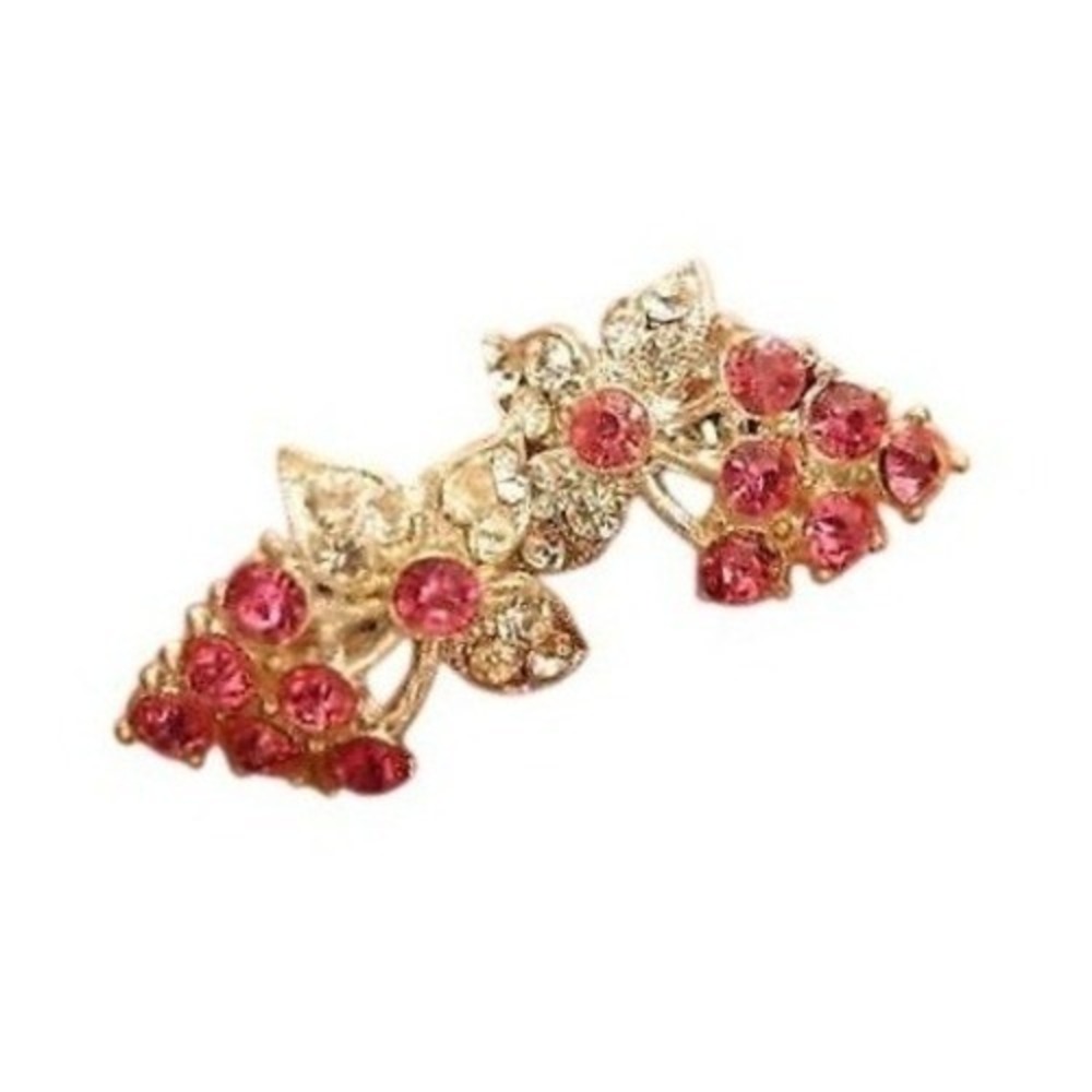 Signed NEMO Vintage Art‎ Deco Pink & Clear Rhinestone Pot Metal SB Earrings